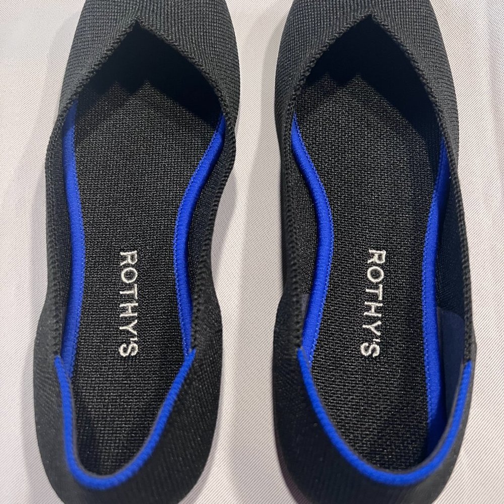 Rothy's The Flat in Black Solid Ballet Shoe Size 8.5 New in Box - Picture 8 of 11